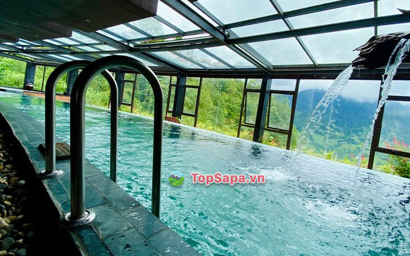 Bể bơi vô cực Sapa tại Sapa Jade Hill có view vô cực nhìn xuống thung lũng Mường Hoa xinh đẹp